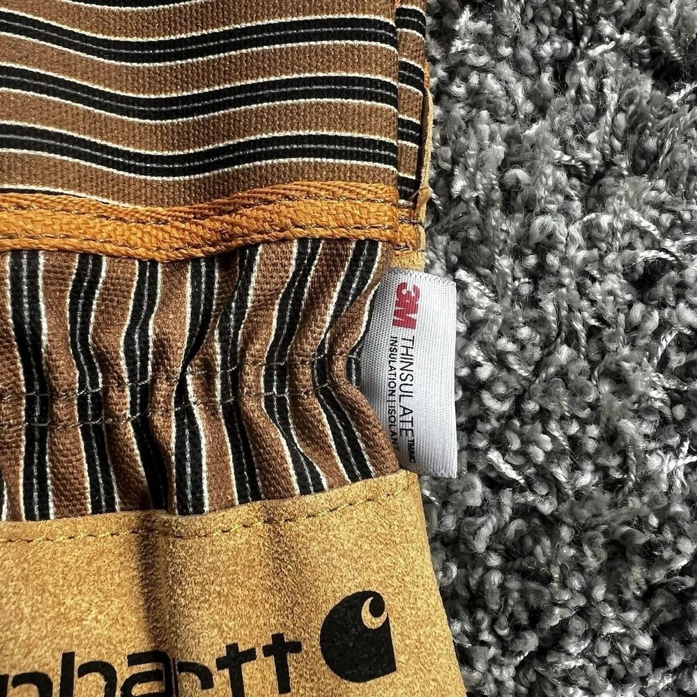 NWT Carhartt Duck Synthetic Suede Knit Medium M Gloves Brown GW0551-M A551 - Picture 2 of 7